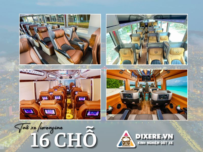 Nội thất của các các dòng xe limousine 16 chỗ cho thuê