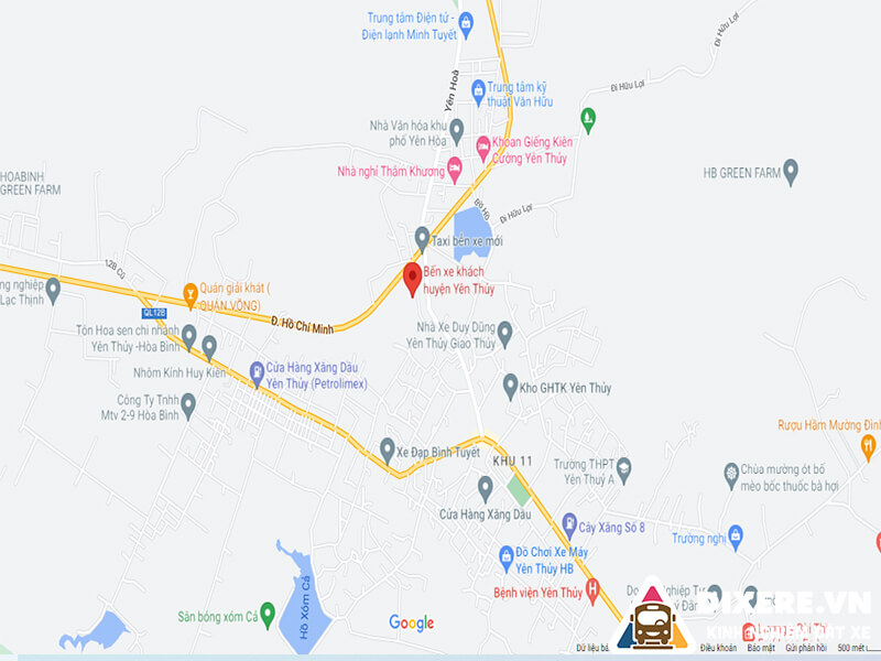 Bản đồ Bến xe Yên Thủy từ Hòa Bình đi các tỉnh phía Bắc